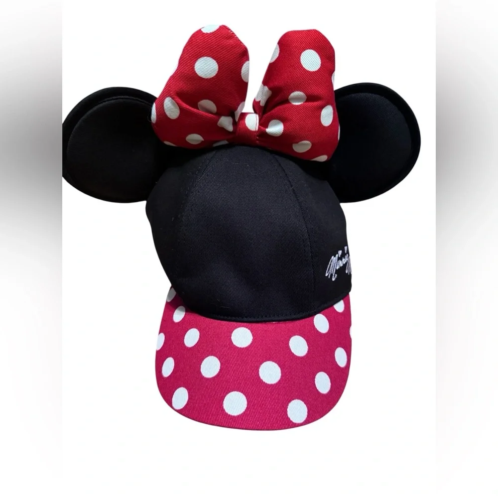 Disney Minnie Mouse Black and Red Polka Dot Mouse Ears  Youth hat - NEW